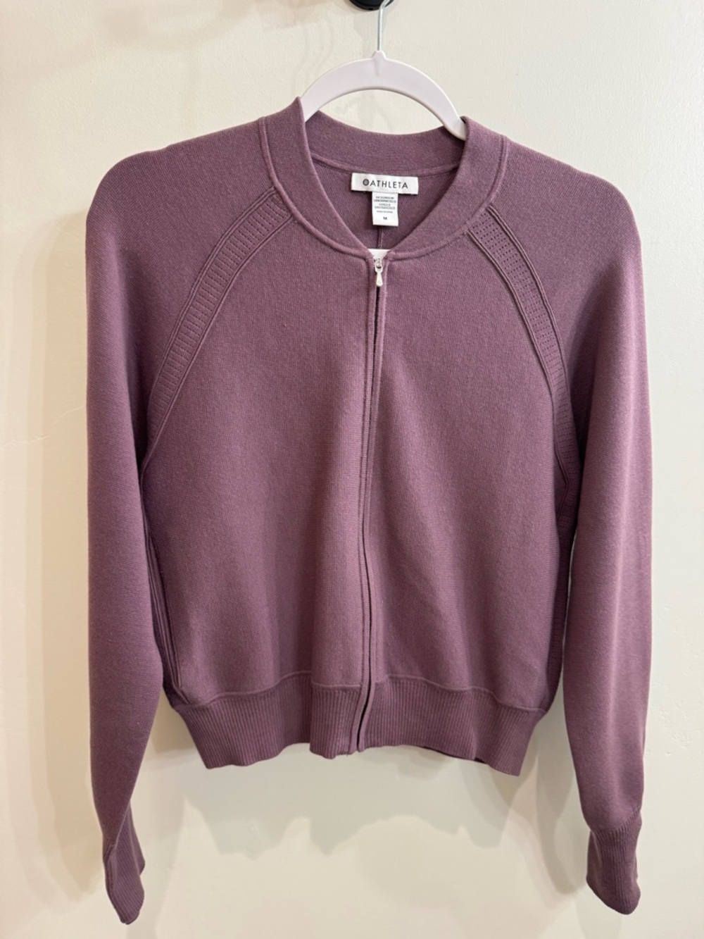 Athleta Zip-Up Sweater with pockets  - Dusty Mauve, Size M